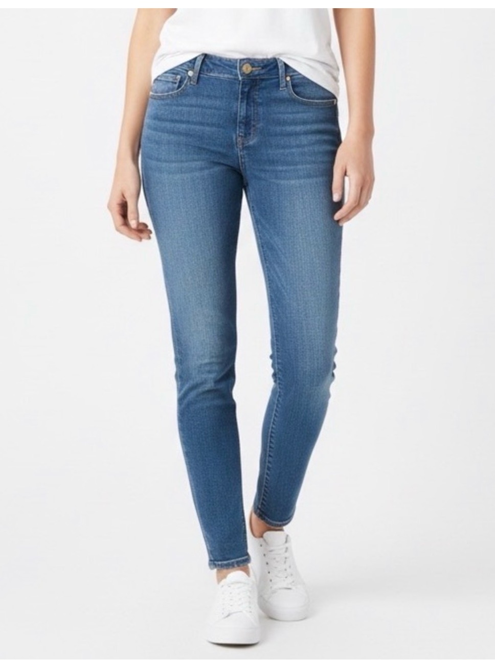 Paige Skyline Ankle Peg Mila 29 Med. Blue Whiskering Mid-Rise Slim Fit Euc